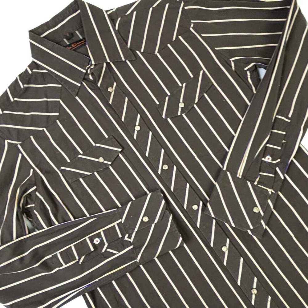 VTG Ben Sherman Special Brew Striped Long Sleeve Mens Shirt Medium Rockabilly EC